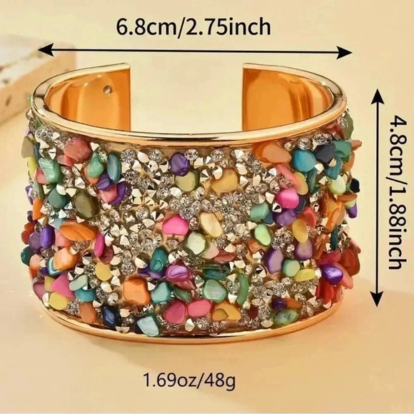 Boho luxury gold plated iron cuff bracelet - Picture 4 of 4